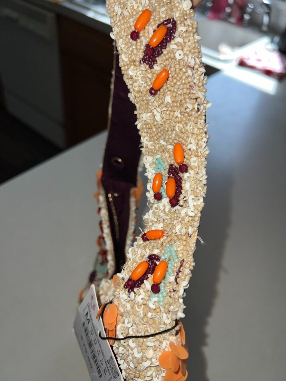 ZARA Womens Beaded Mini Bucket Bag Purse Sequined embellished Ecru 6587/510 NWT - Picture 9 of 9